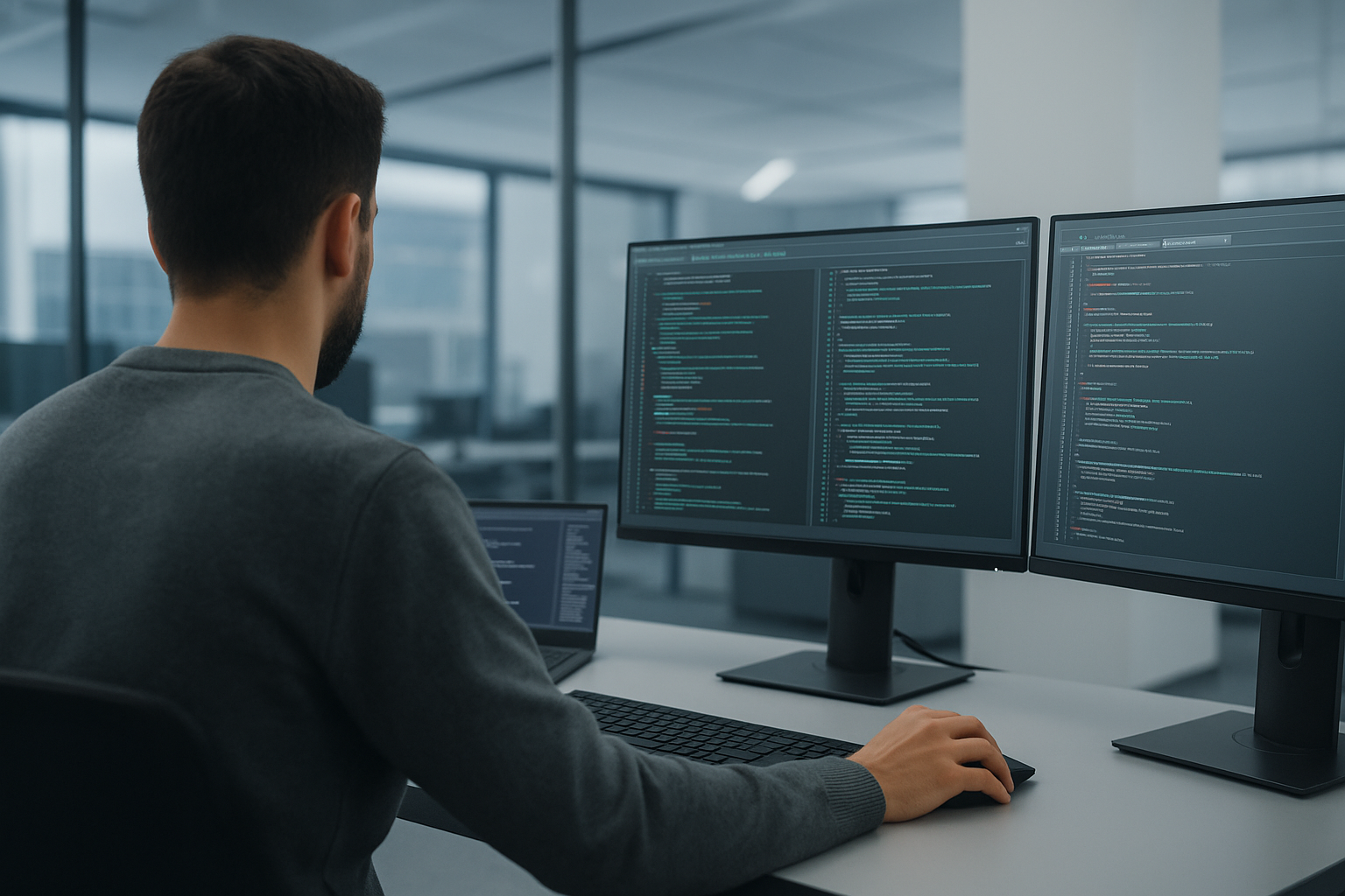 Utvikler som jobber med kode